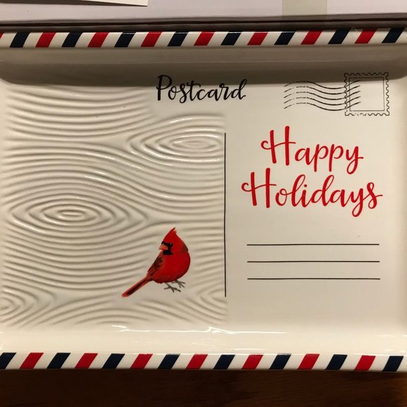 NIB TEMP-TATIONS by TARA Red Cardinal tray HAppy Holidays - Picture 2 of 6